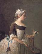 Jean Baptiste Simeon Chardin Girl holding a badminton Sweden oil painting artist